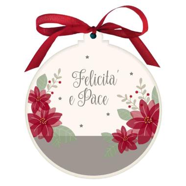 Pallina natalizia legno scritta felicità Ø 10,5 cm