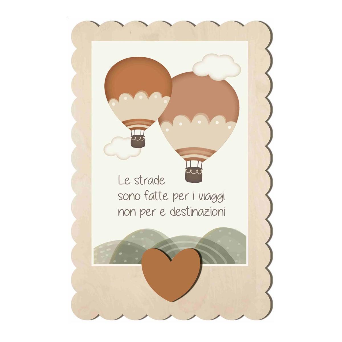 Targa natalizia legno rettangolare frase 16 x 24 cm