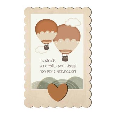 Targa natalizia legno rettangolare frase 16 x 24 cm