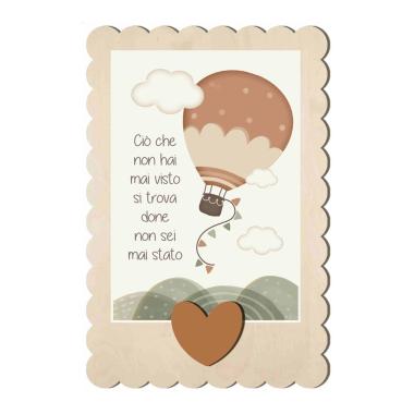 Targa natalizia legno rettangolare frase 16 x 24 cm