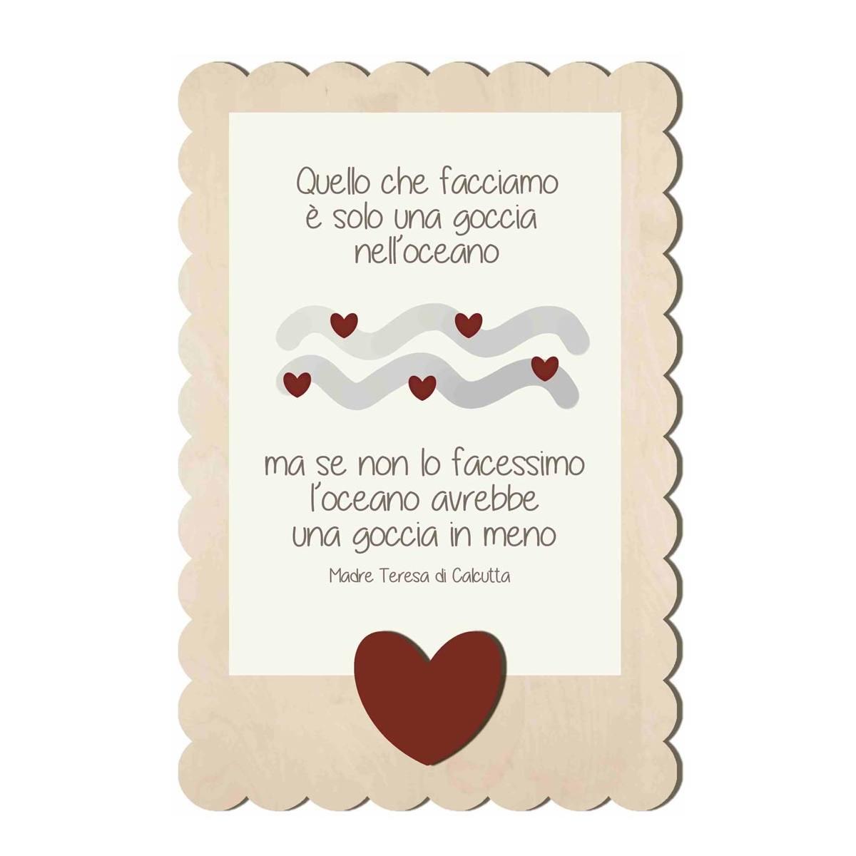 Targa natalizia legno rettangolare frase 16 x 24 cm