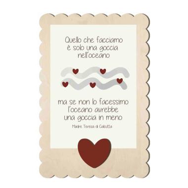 Targa natalizia legno rettangolare frase 16 x 24 cm