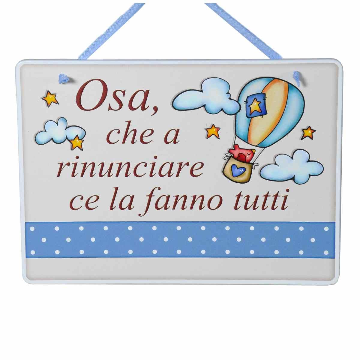 Targa natalizia legno rettangolare frase 17 x 12 cm
