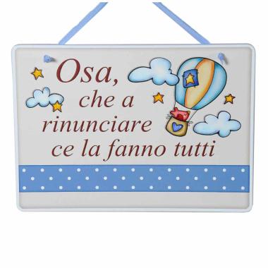 Targa natalizia legno rettangolare frase 17 x 12 cm