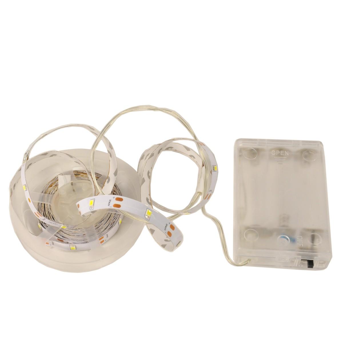 Luci di natale esterno batteria 90 led nastro bianco freddo 3 mt