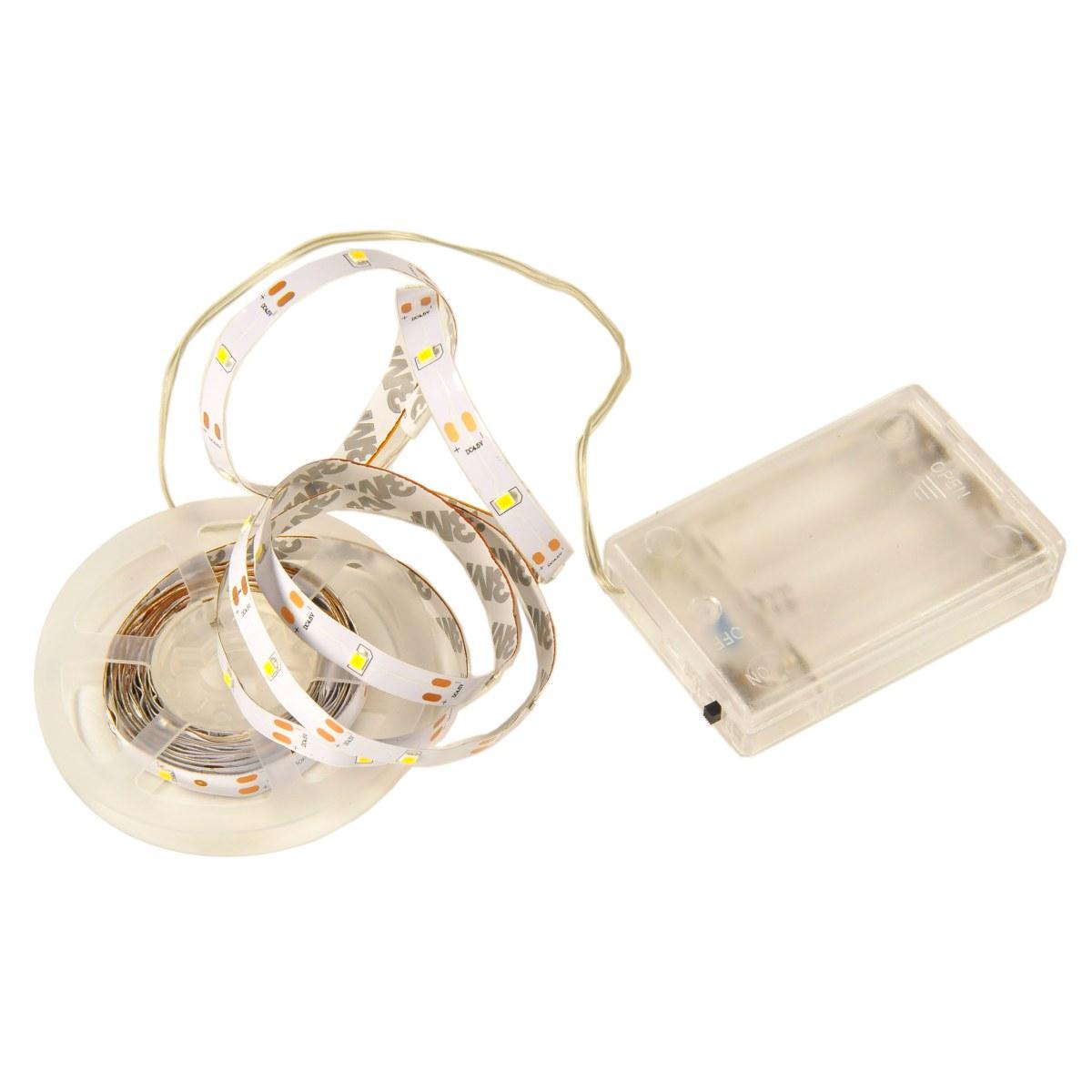 Luci di natale esterno batteria 90 led nastro bianco caldo 3 mt