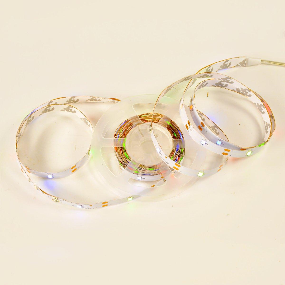 Luci di natale esterno batteria 90 led nastro multicolor 3 mt