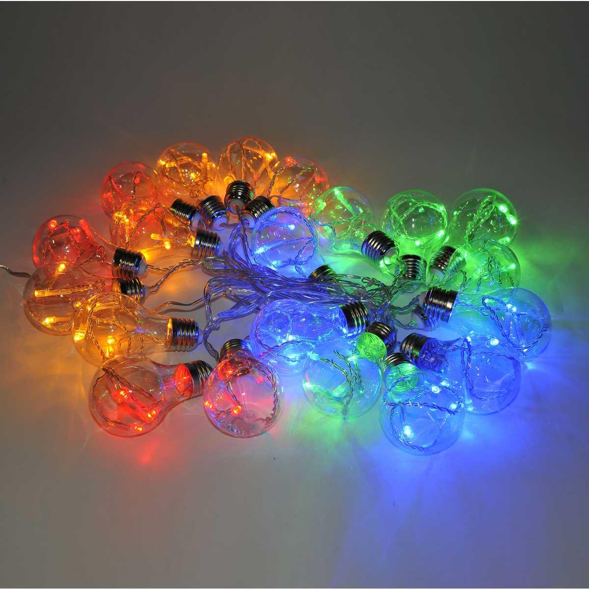 Luci di natale tenda esterno 20 led lampadine multic