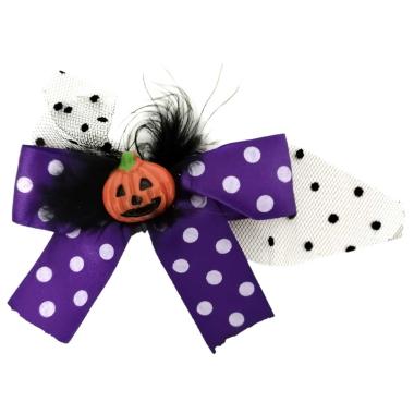 Fermaglio halloween fiocco viola zucca