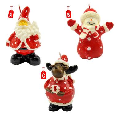 Candela natale disponibili 3 soggetti 9 cm