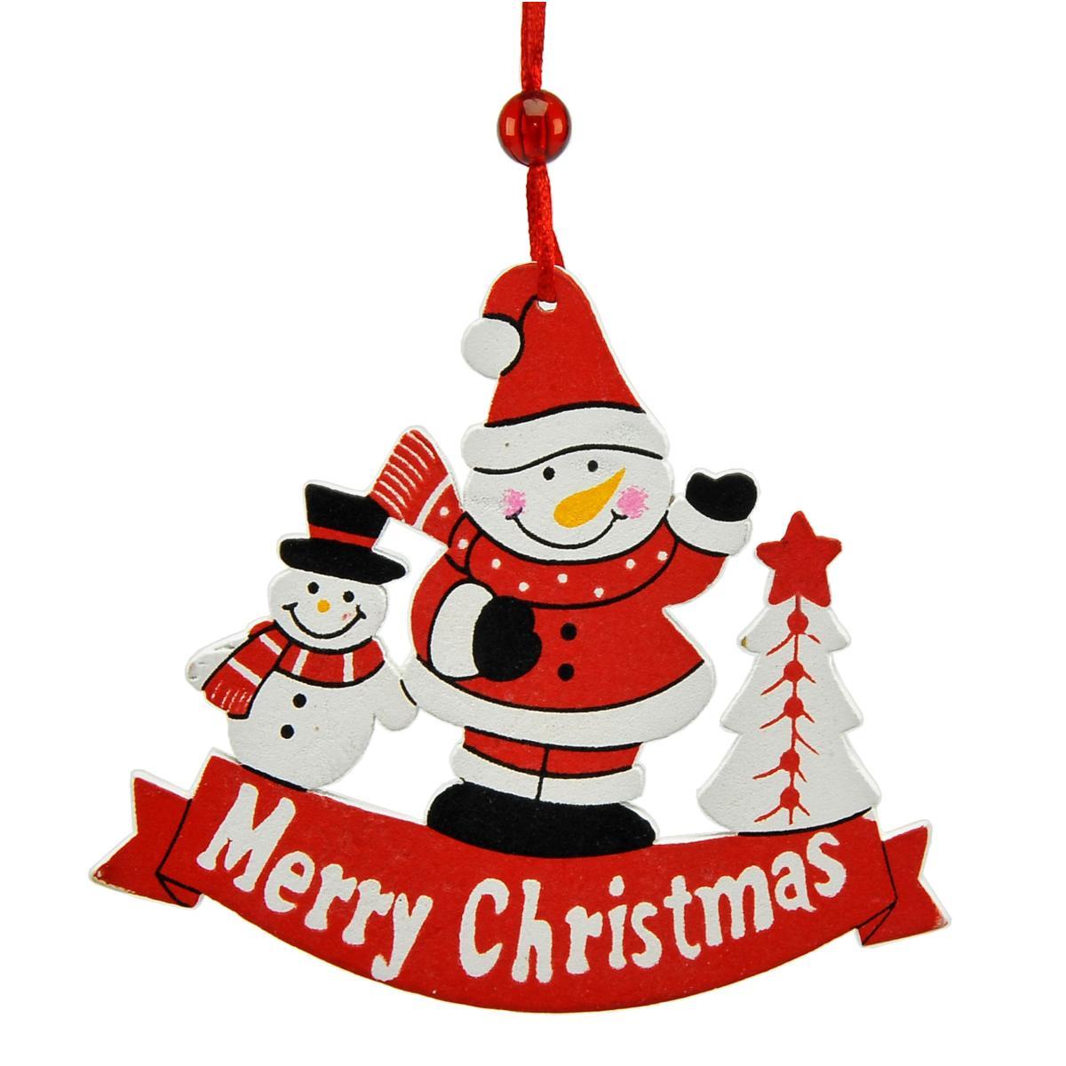 Decorazione natalizia babbo natale pupazzo legno Set 2 pz