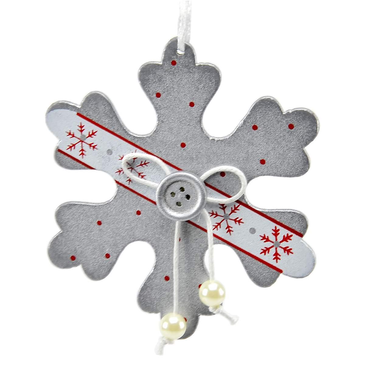 Decorazione natalizia soggetti legno argento Set 2 pz