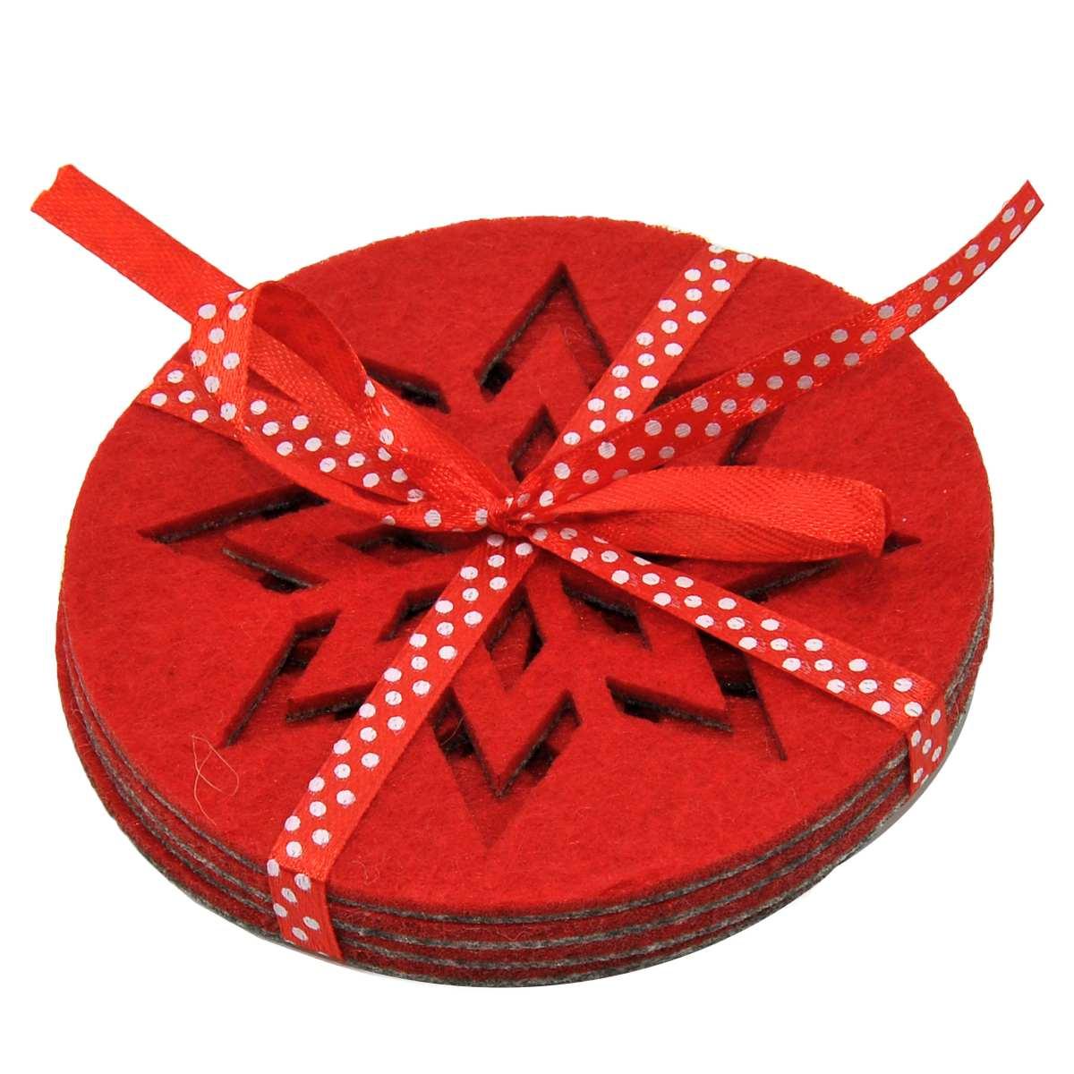 Sottobicchieri feltro rosso Set 5 pz