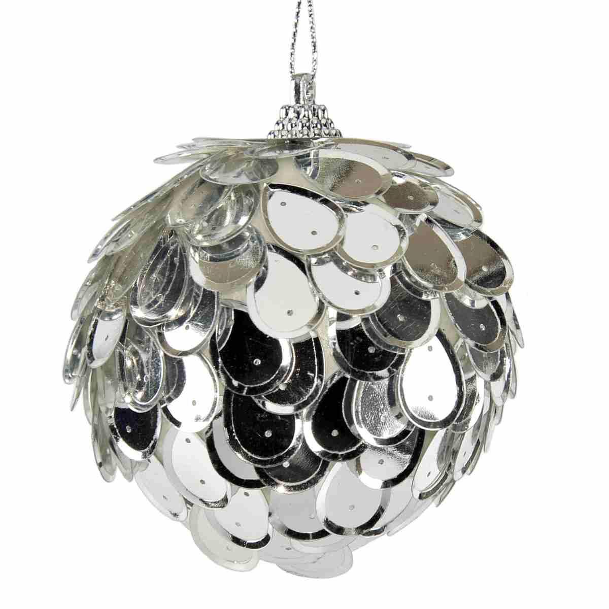Pallina natalizia argento gocce Set 6 pz