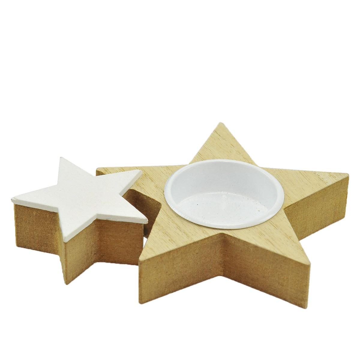 Porta candela natalizio legno stella 1 modello p 13 x 2 x 10 cm
