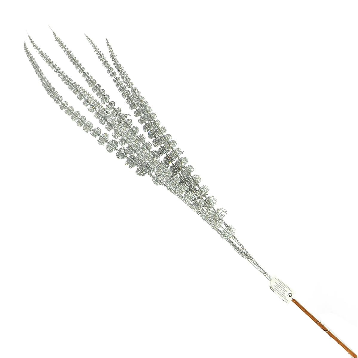 Fiore natale ramo argento glitter 89 cm