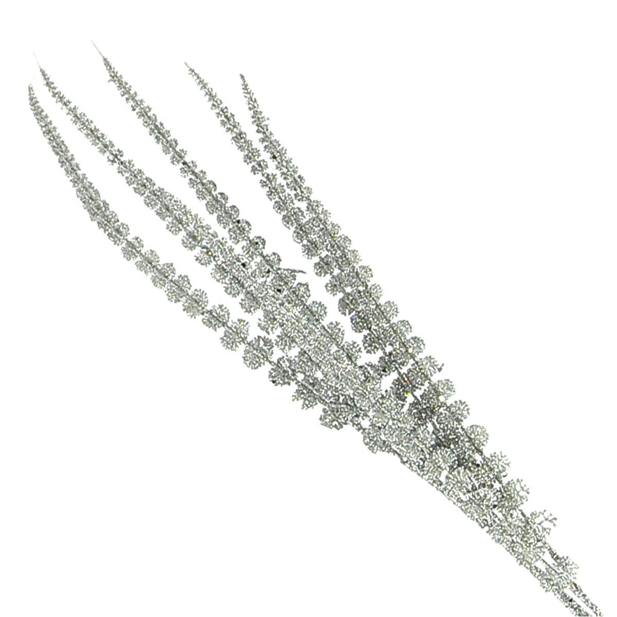 Fiore natale ramo argento glitter 89 cm
