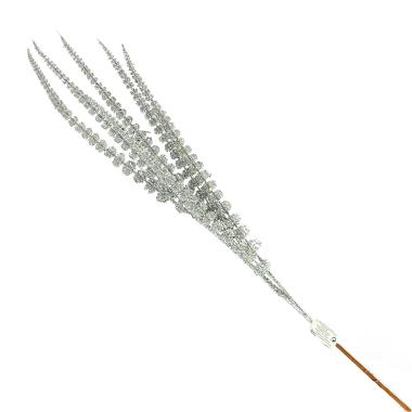 Fiore natale ramo argento glitter 89 cm