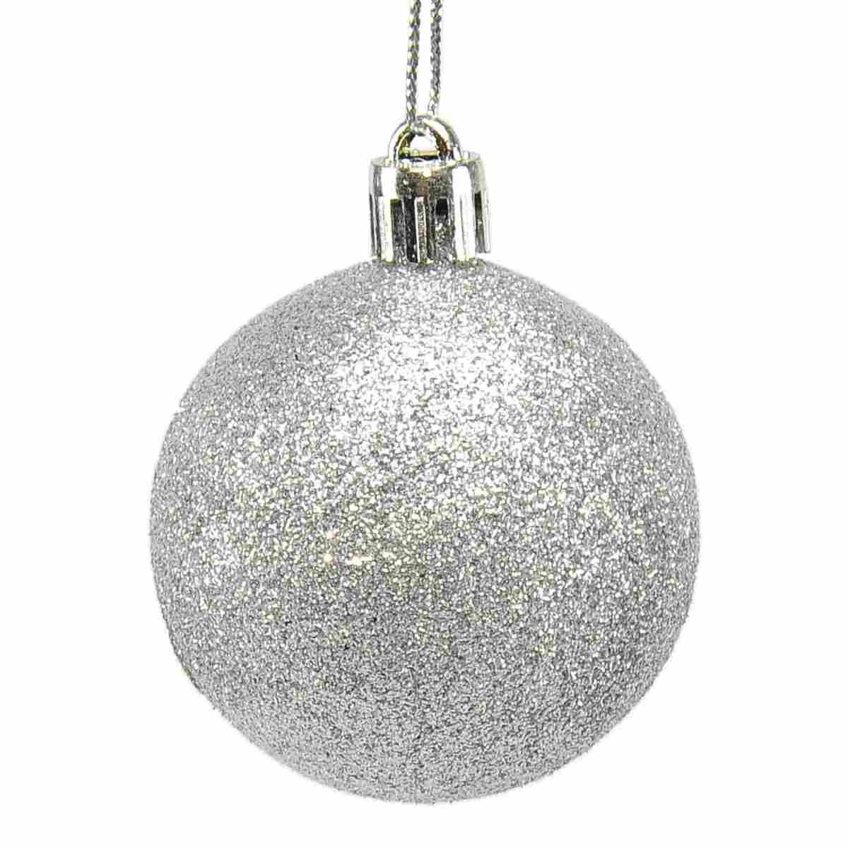 Pallina natalizia argento glitter Set 16 pz