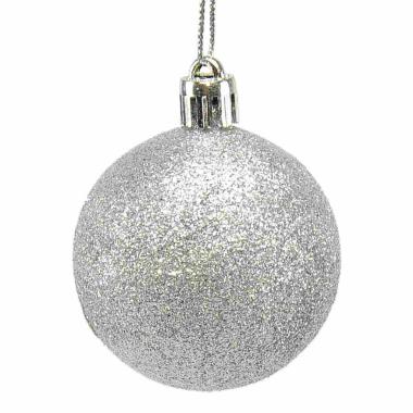 Pallina natalizia argento glitter Set 16 pz