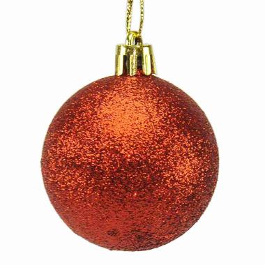 Pallina natalizia rosso glitter Set 16 pz