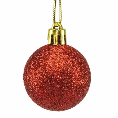 Pallina natalizia rosso glitter Set 6 pz