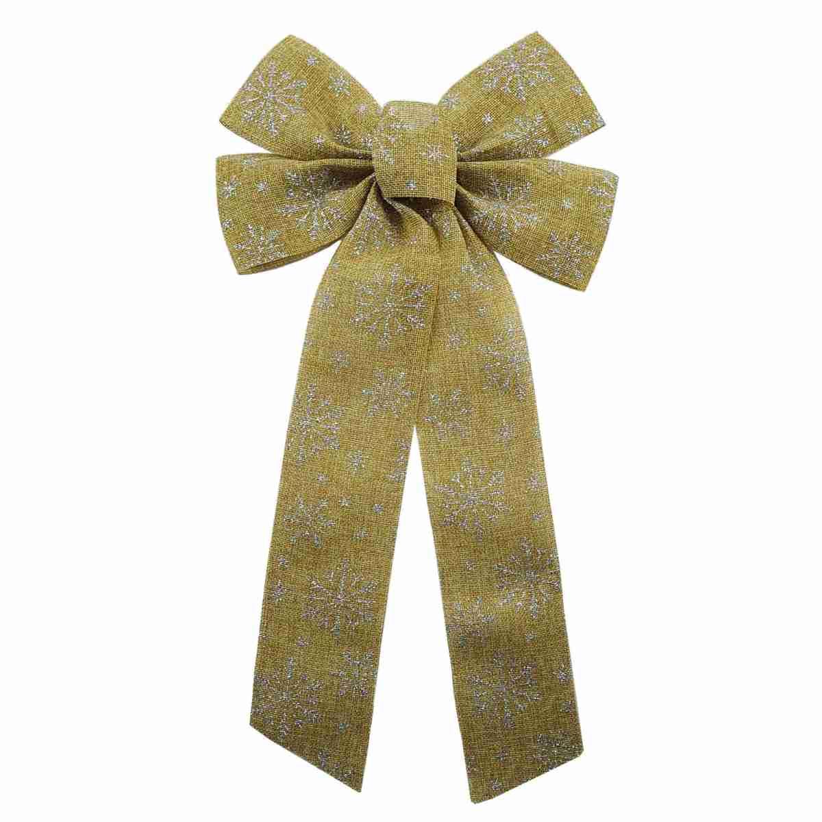 Fuori porta natalizio fiocco juta glitter argento 53 cm