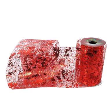 Nastro natalizio rosso effetto rete 11,3 x 200 cm