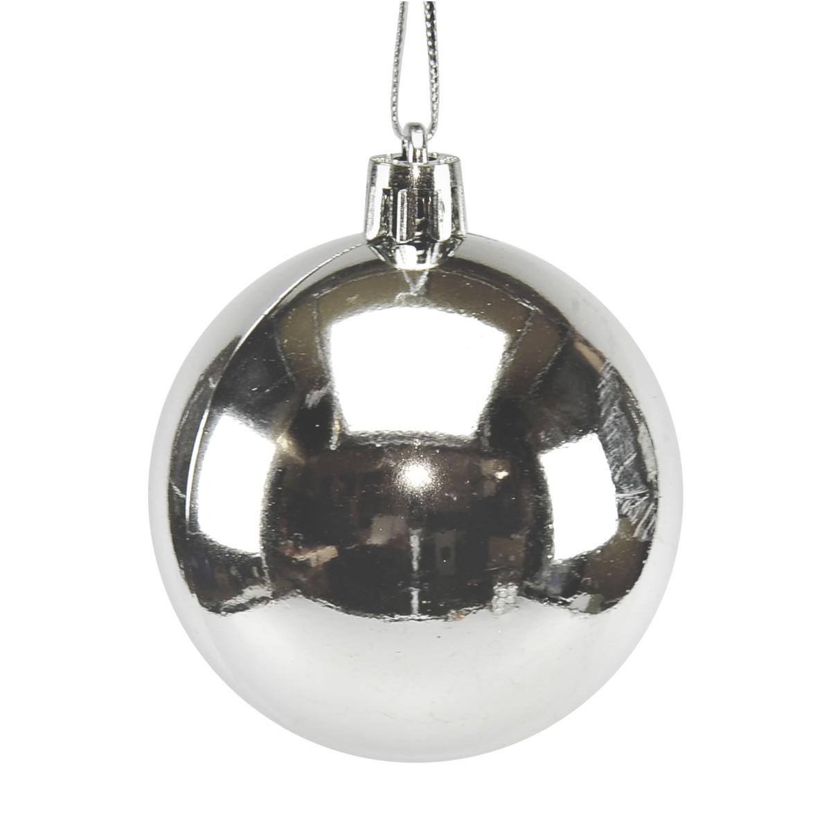 Pallina natalizia argento lucido Set 12 pz