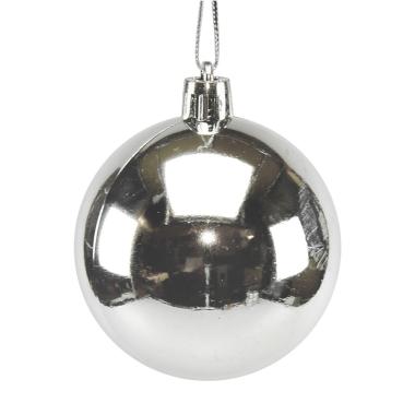 Pallina natalizia argento lucido Set 12 pz