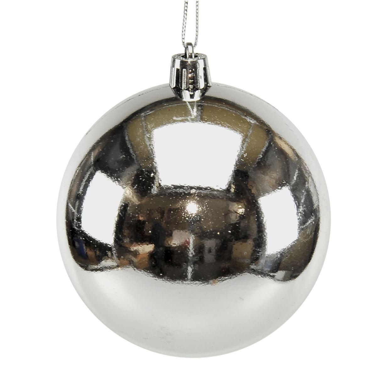 Pallina natalizia argento lucido Set 6 pz
