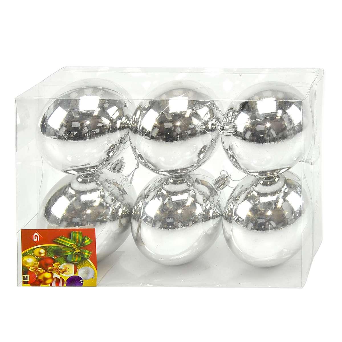 Pallina natalizia argento lucido Set 6 pz