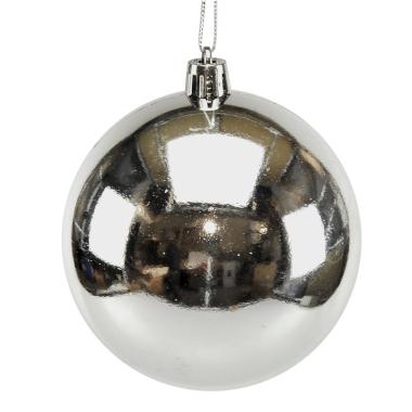 Pallina natalizia argento lucido Set 6 pz