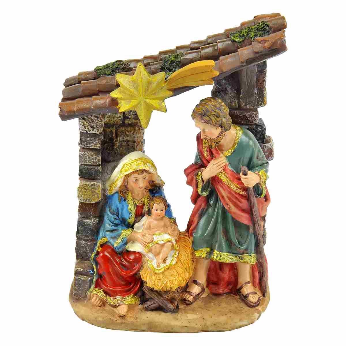 Statua presepe 16 cm natività capanna