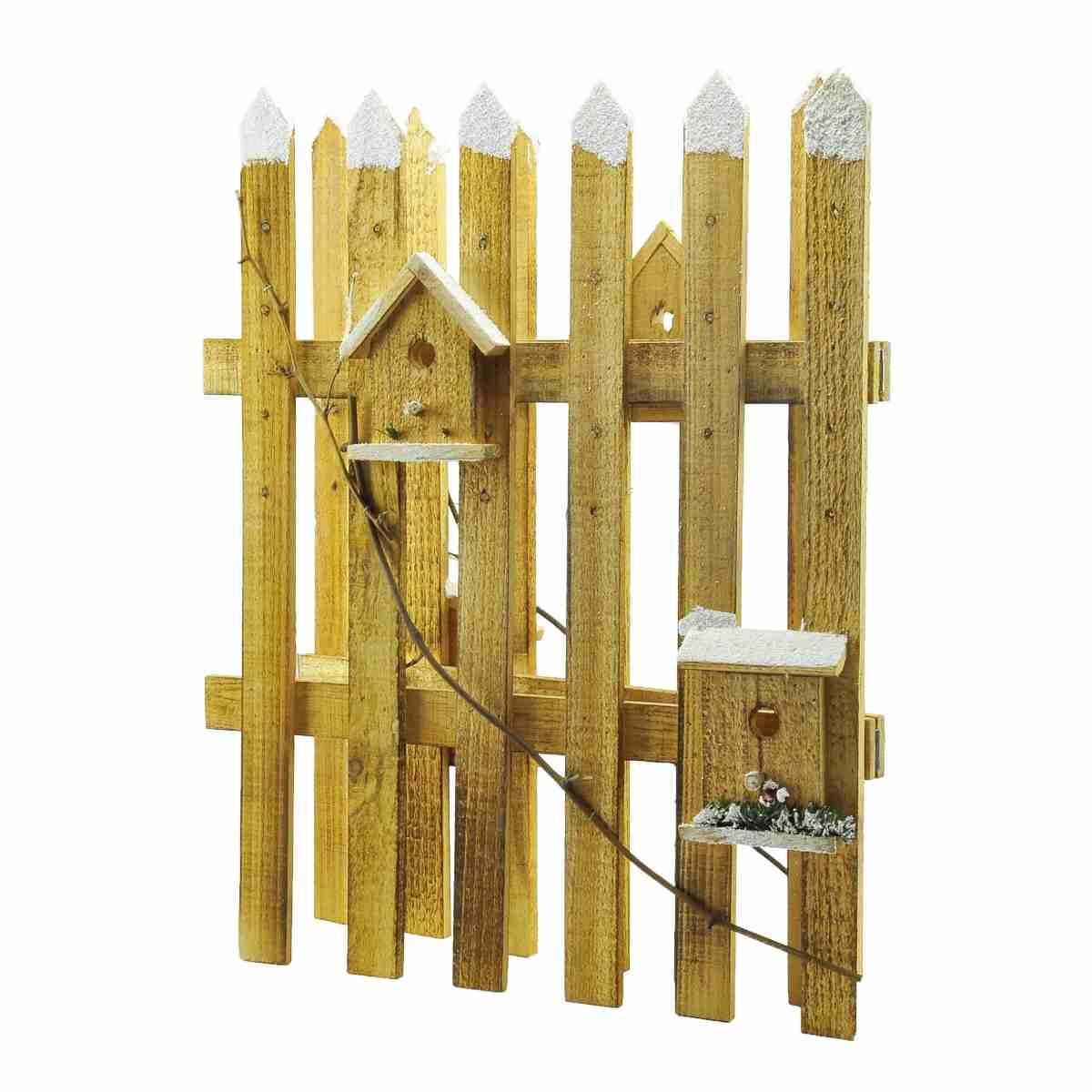 Luci di natale interno staccionata legno luci bianco caldo batterie modello a 64 x 100 cm
