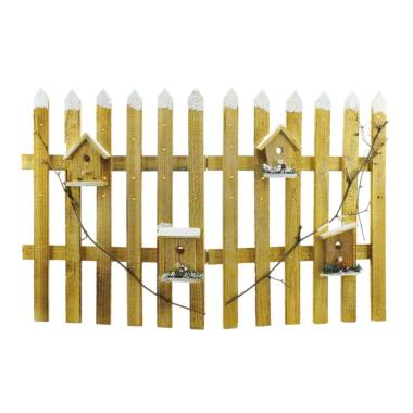 Luci di natale interno staccionata legno luci bianco caldo batterie modello a 64 x 100 cm