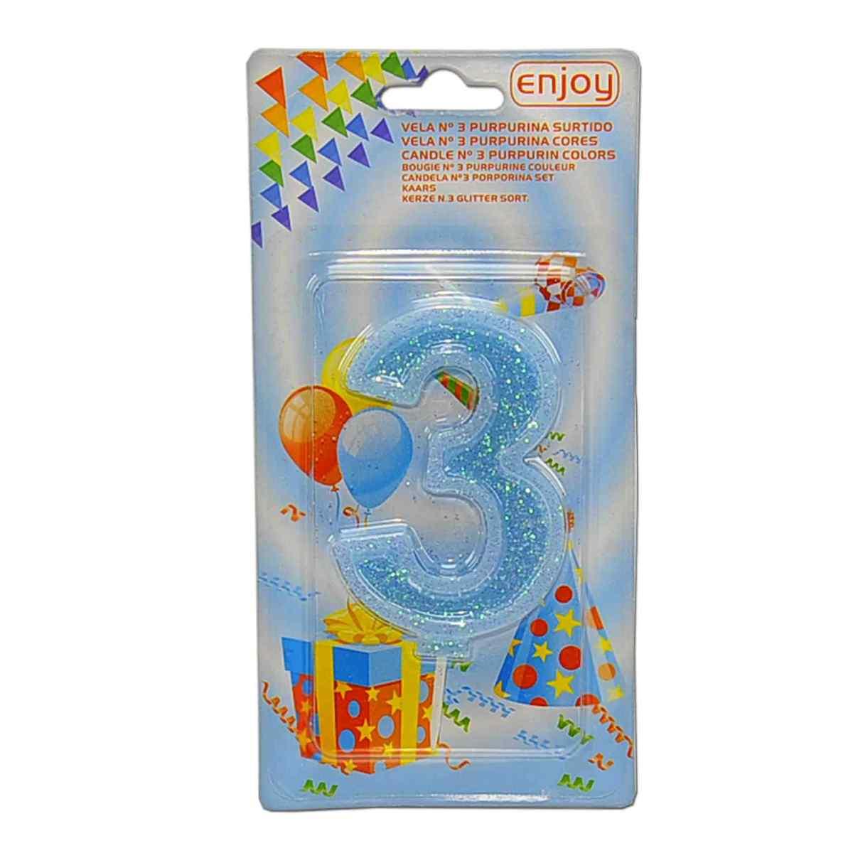 Candelina compleanno n 3 porporina 4 colori