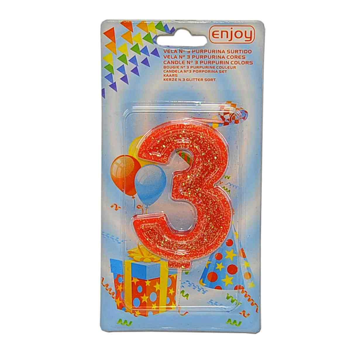 Candelina compleanno n 3 porporina 4 colori