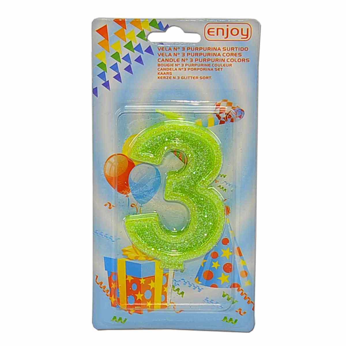 Candelina compleanno n 3 porporina 4 colori