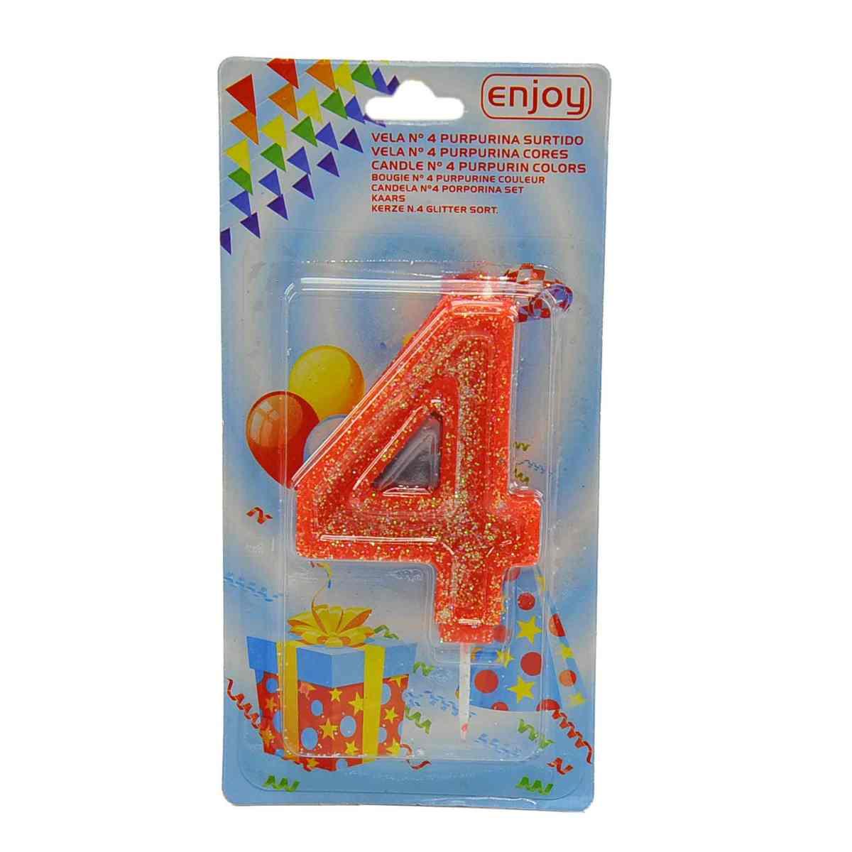 Candelina compleanno n 4 porporina 4 colori