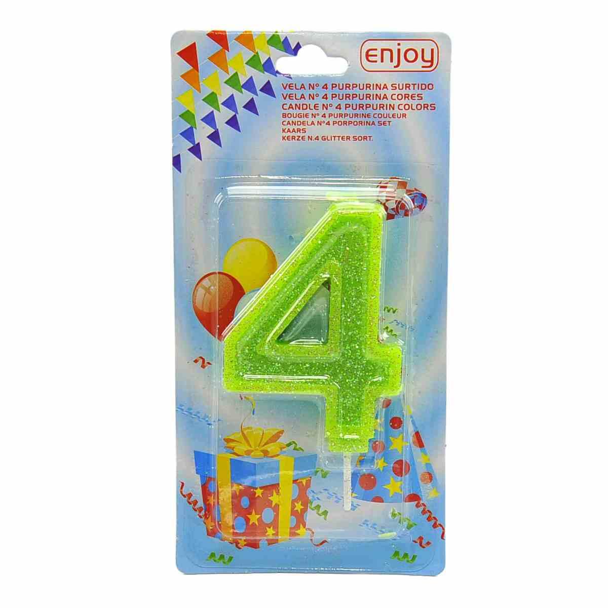 Candelina compleanno n 4 porporina 4 colori