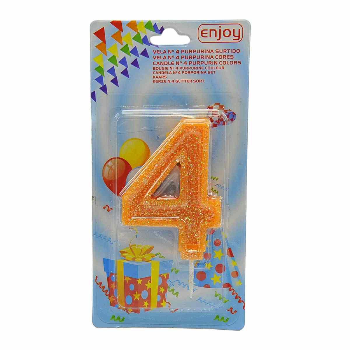 Candelina compleanno n 4 porporina 4 colori