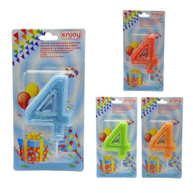 Candelina compleanno n 4 porporina 4 colori