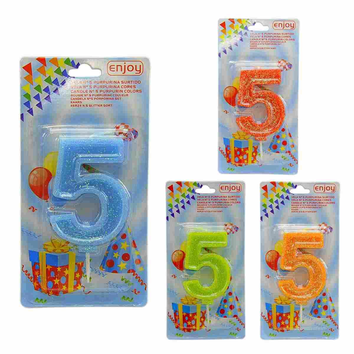 Candelina compleanno n 5 porporina 4 colori
