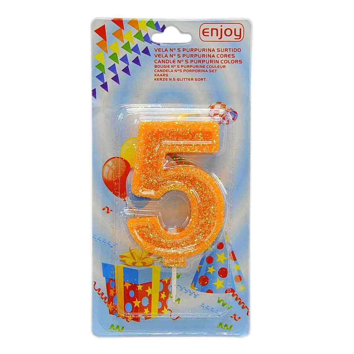 Candelina compleanno n 5 porporina 4 colori