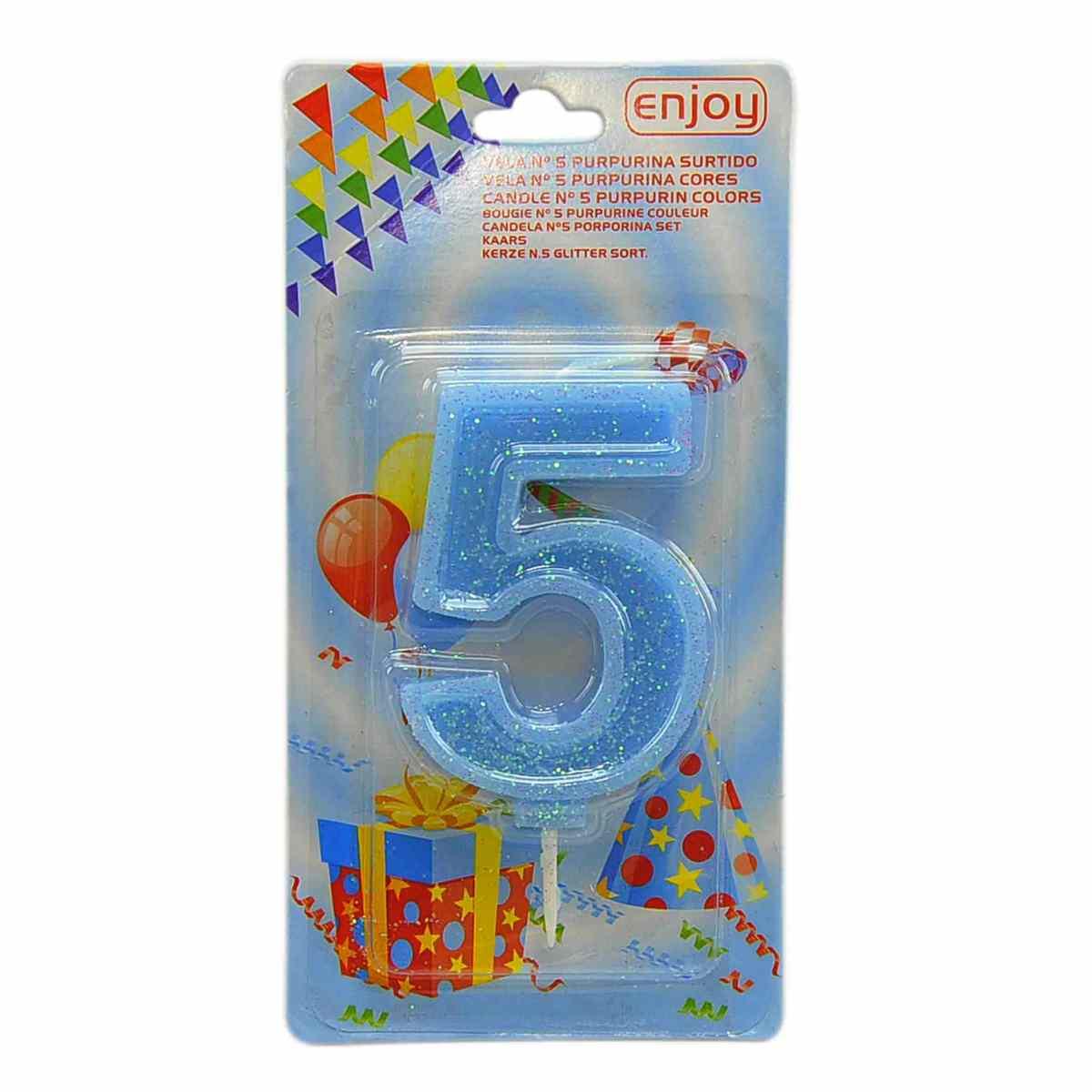 Candelina compleanno n 5 porporina 4 colori