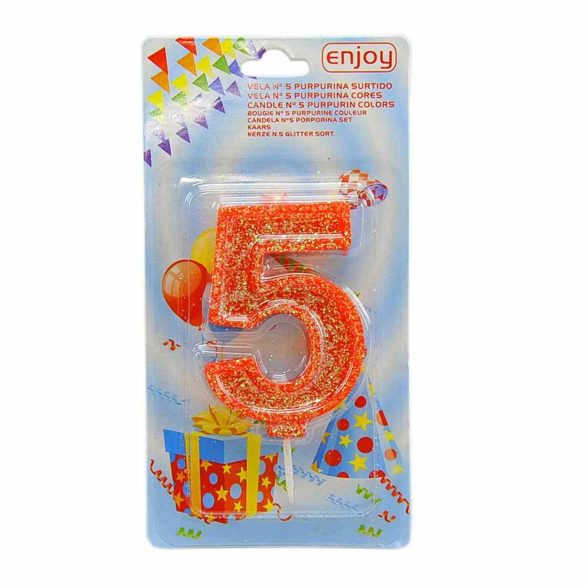 Candelina compleanno n 5 porporina 4 colori