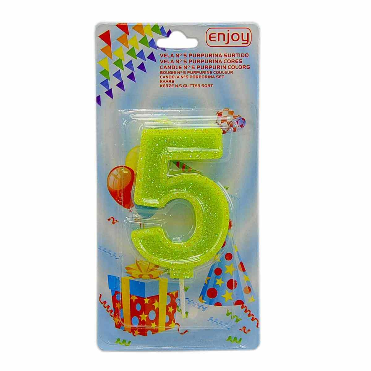 Candelina compleanno n 5 porporina 4 colori