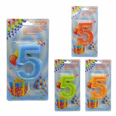 Candelina compleanno n 5 porporina 4 colori