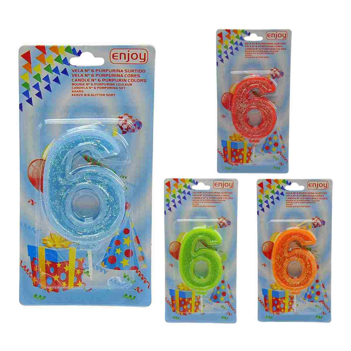 Candelina compleanno n 6 porporina 4 colori